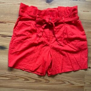 Boden Red High Waist linen Shorts